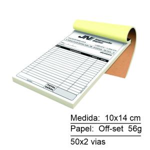 Talões - 2 vIAS Papel Off-set 53g 10x14 cm 1x0 cor  Refile e Grampo 