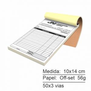 Talões - 3 vIAS Papel Off-set 53g 10x14 cm 1x0 cor  Refile e Grampo 