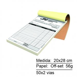 Talões -2 vIAS Papel Off-set 53g 20x28 cm 1x0 cor  Refile e Grampo 